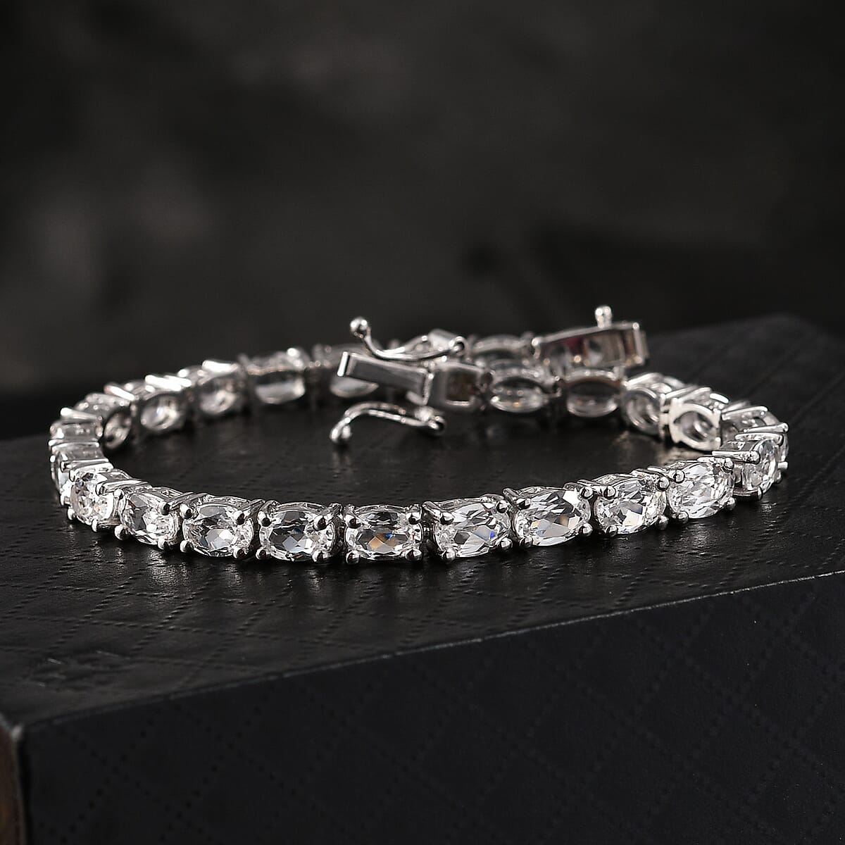 EverTrue Lab Created White Sapphire 15.60 ctw Bracelet in Platinum Bond (6.50 In) image number 1