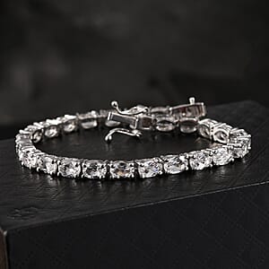 EverTrue Lab Created White Sapphire 15.60 ctw Bracelet in Platinum Bond (6.50 In)