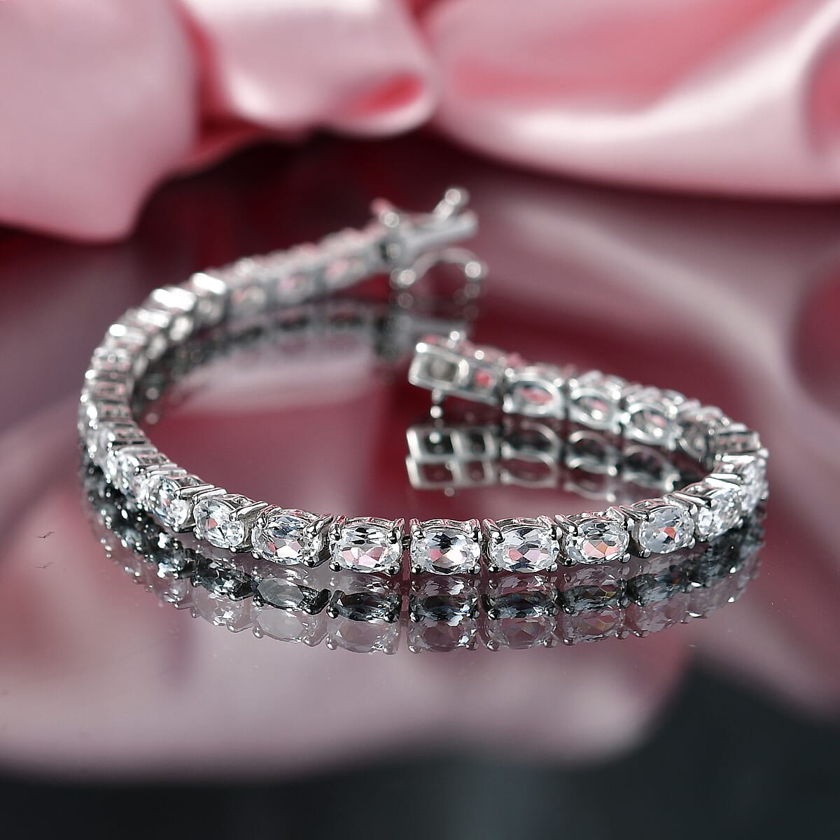 EverTrue Lab Created White Sapphire 17.35 ctw Linear Bracelet in Platinum Bond (7.25 In) image number 1