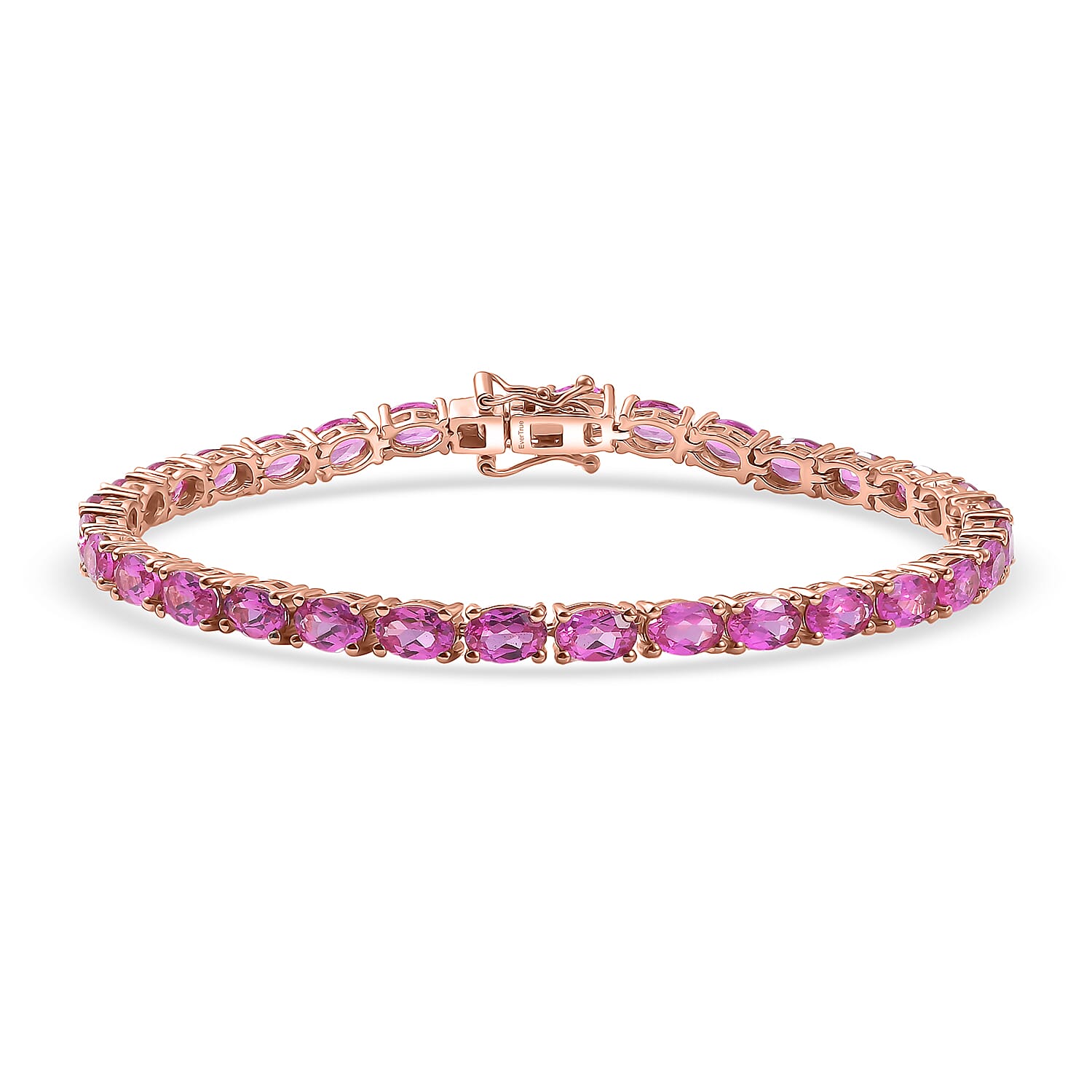 EverTrue Lab Created Pink Sapphire 15.75 ctw Linear Bracelet in 18K RG Plated (6.50 In)