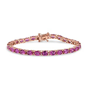 EverTrue Lab Created Pink Sapphire 15.25 ctw Linear Bracelet in 18K RG Plated (6.50 In)