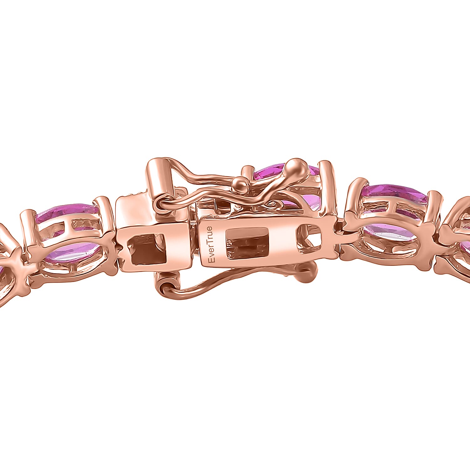 EverTrue Lab Created Pink Sapphire 15.75 ctw Linear Bracelet in 18K RG Plated (6.50 In)