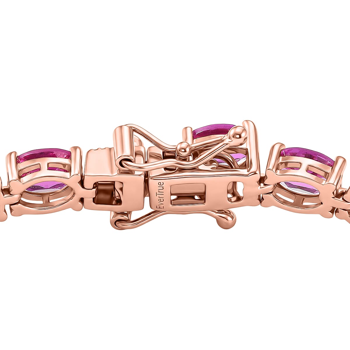 EverTrue Lab Created Pink Sapphire 15.25 ctw Linear Bracelet in 18K RG Plated (6.50 In) image number 3