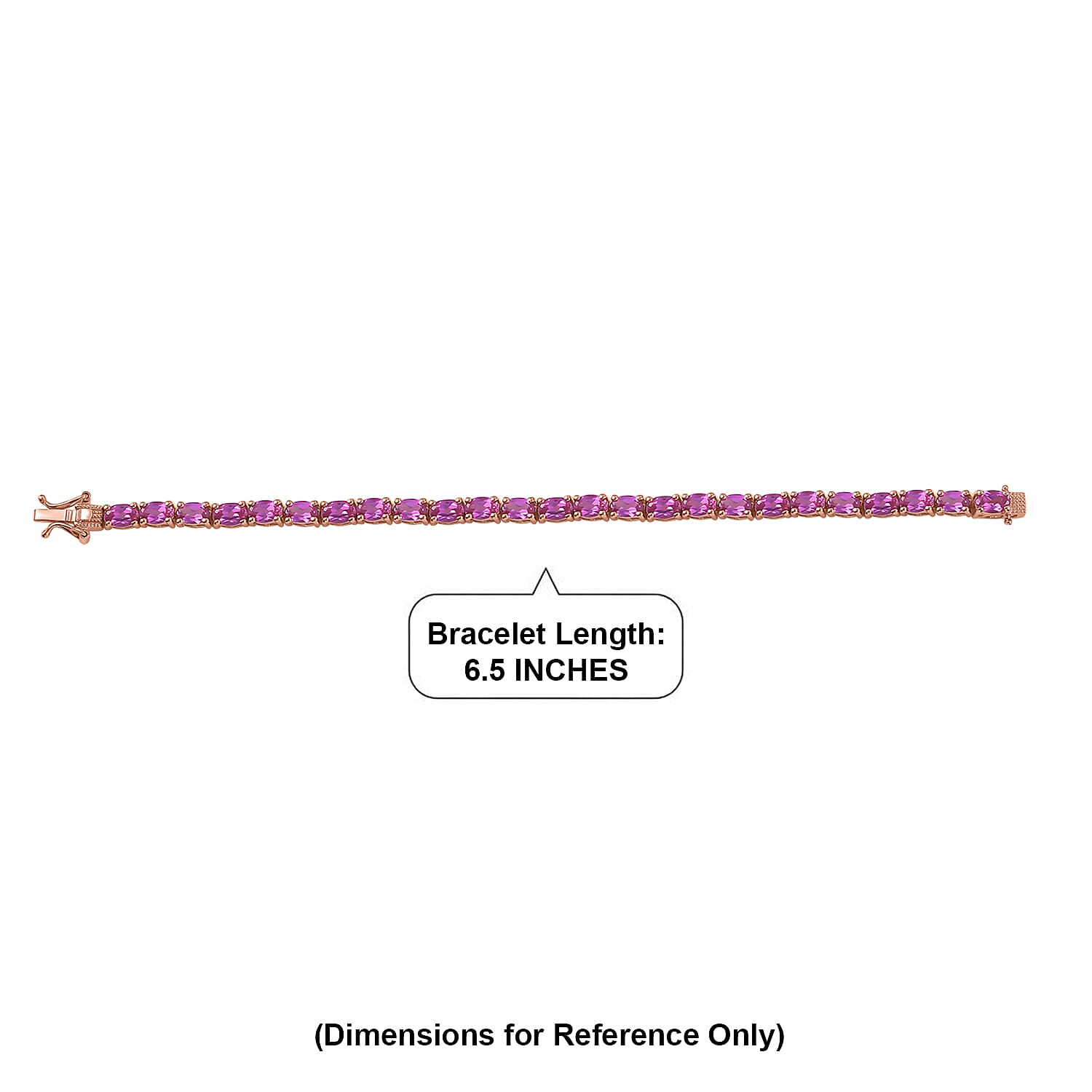 EverTrue Lab Created Pink Sapphire 15.75 ctw Linear Bracelet in 18K RG Plated (6.50 In)