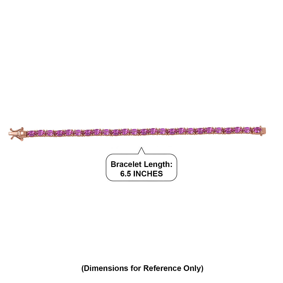 EverTrue Lab Created Pink Sapphire 15.75 ctw Linear Bracelet in 18K RG Plated (6.50 In) image number 4