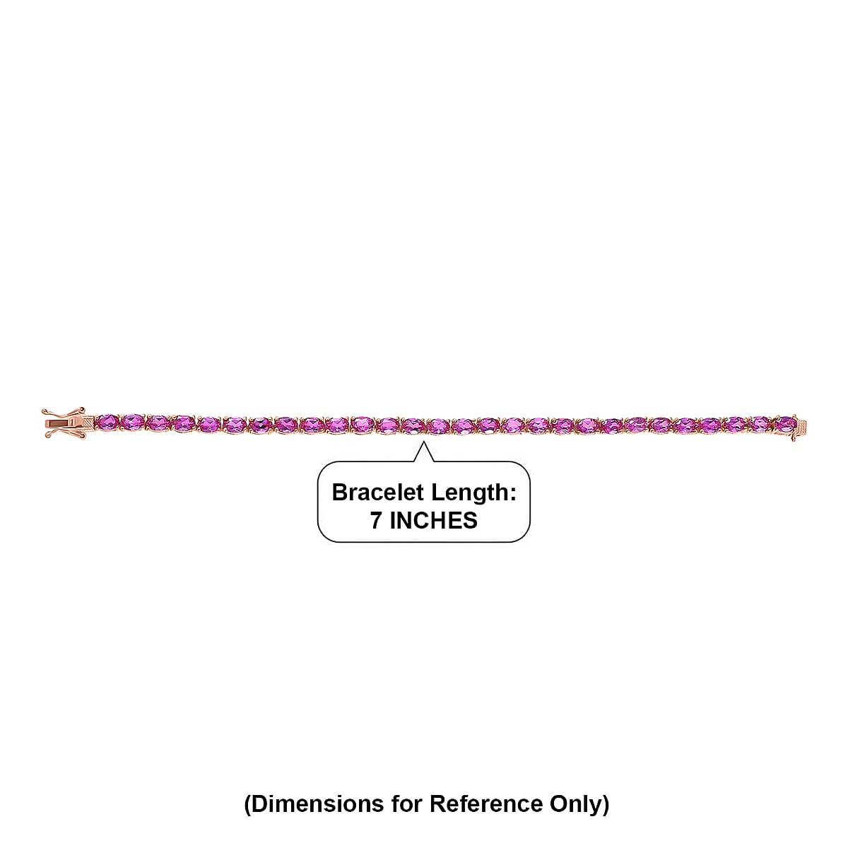 EverTrue Lab Created Pink Sapphire 17.60 ctw Linear Bracelet in 18K RG Plated (7.25 In) image number 4