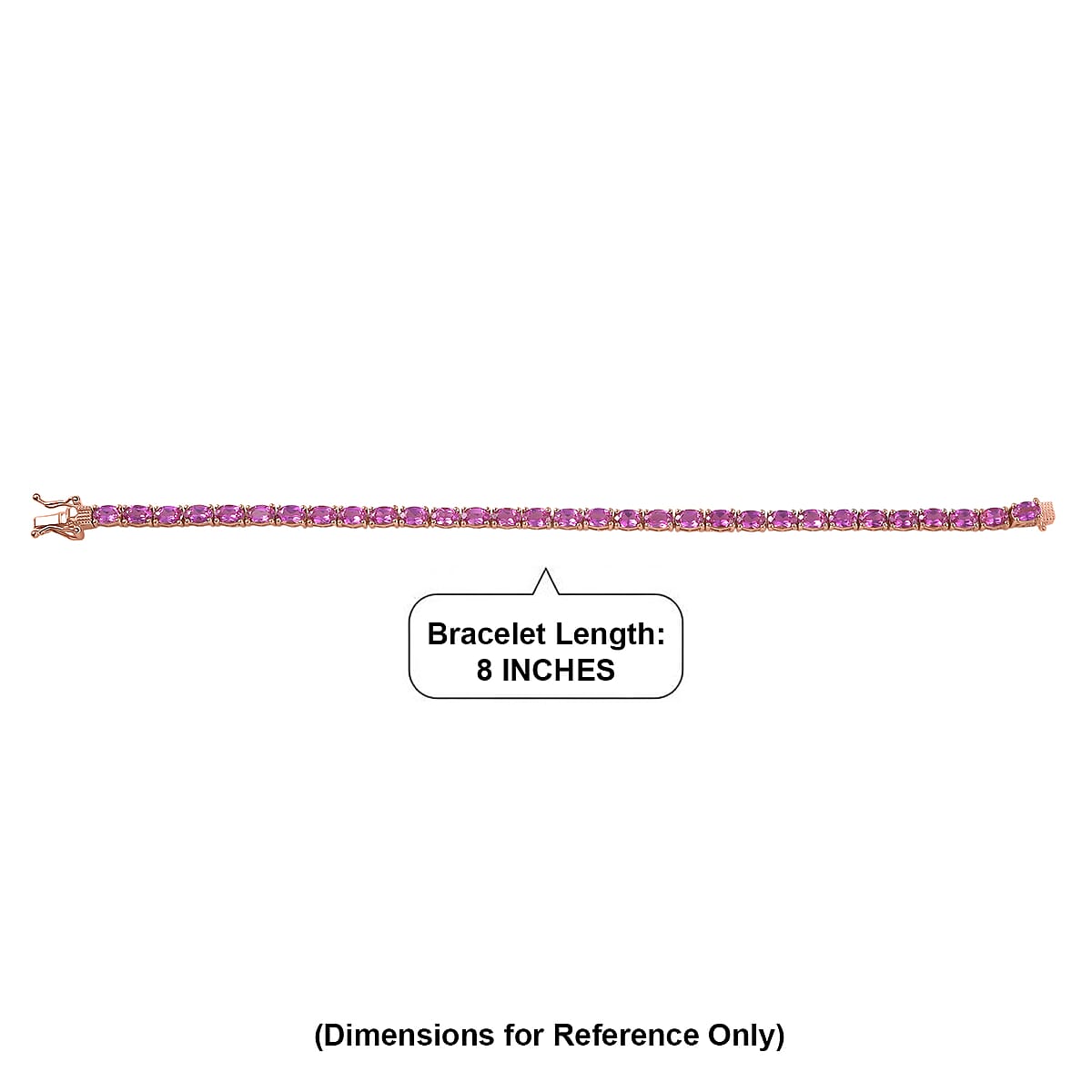 EverTrue Lab Created Pink Sapphire 19.50 ctw Linear Bracelet in 18K RG Plated (8.00 In) image number 4