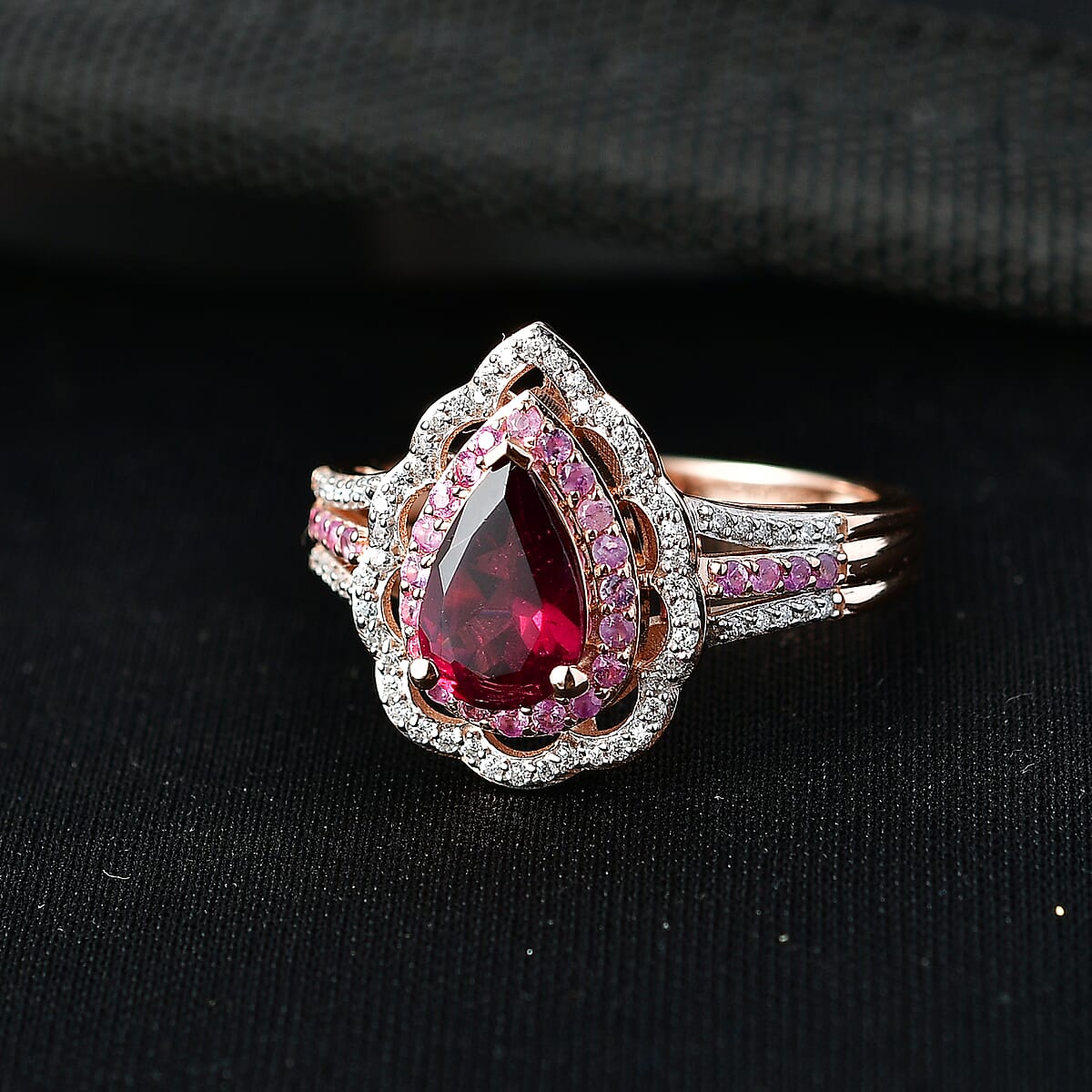 D'Joy Premium Orissa Rhodolite Garnet and Multi Gemstone 2.10 ctw Wine & Blush Radiance Ring in 18K Vermeil Rose Gold Over Sterling Silver (Size 10.0) image number 1