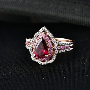 D'Joy Premium Orissa Rhodolite Garnet and Multi Gemstone 2.10 ctw Wine & Blush Radiance Ring in 18K Vermeil Rose Gold Over Sterling Silver (Size 10.0)