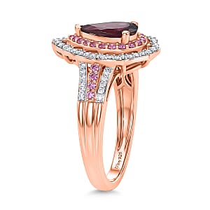 D'Joy Premium Orissa Rhodolite Garnet and Multi Gemstone 2.10 ctw Wine & Blush Radiance Ring in 18K Vermeil Rose Gold Over Sterling Silver (Size 10.0)