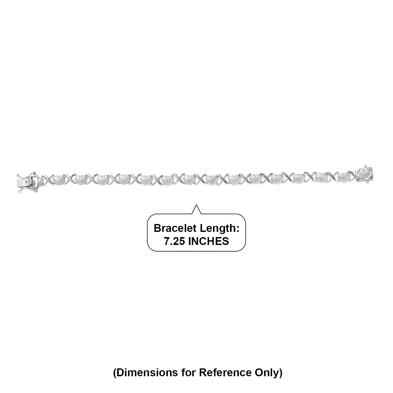 D'Joy XOXO Heart Bracelet in Rhodium Over Sterling Silver (7.25 In) 14.25 Grams