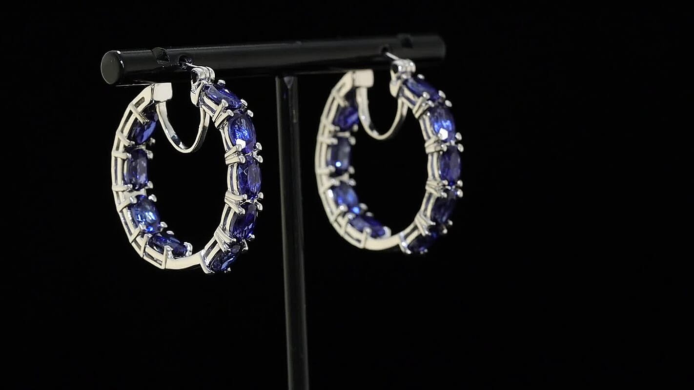 EverTrue Lab Created White Sapphire Hoop Earrings in Platinum Bond 10.30 ctw