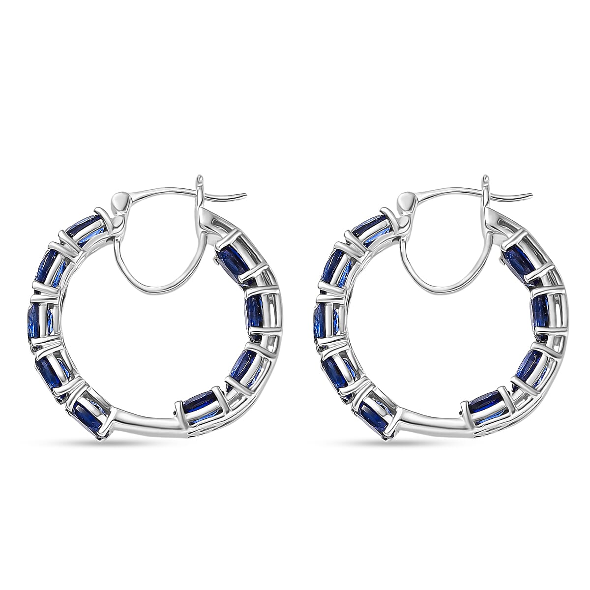 EverTrue Lab Created Blue Sapphire 11.00 ctw Earrings in Platinum Bond image number 3