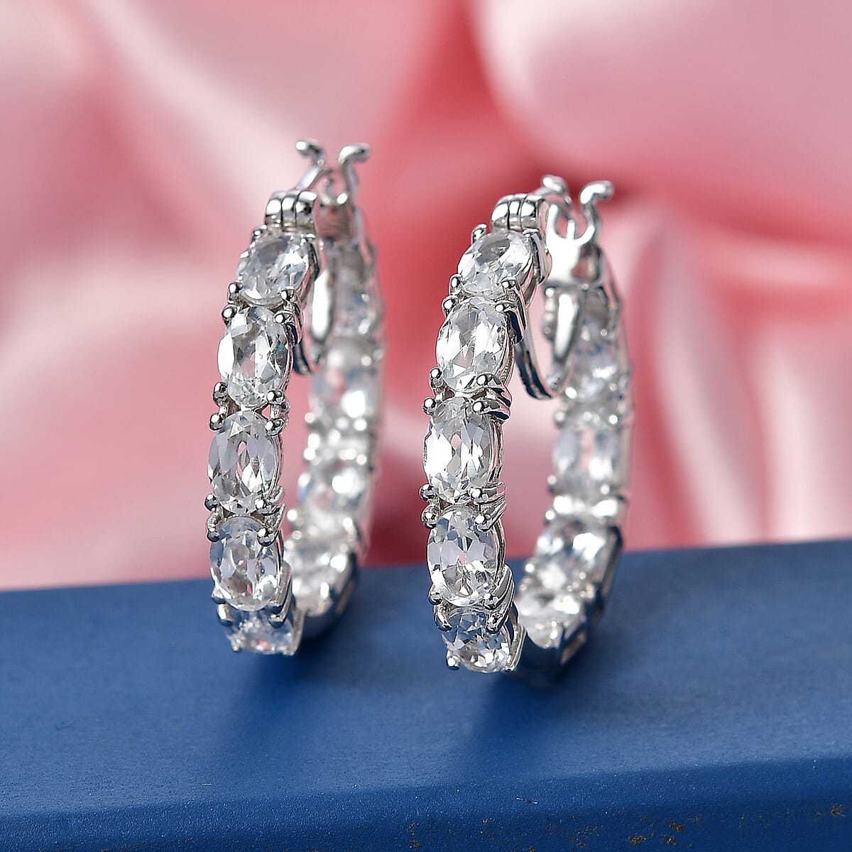 EverTrue Lab Created Blue Sapphire Earrings in Platinum Bond 11.00 ctw image number 1