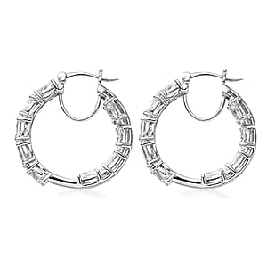 EverTrue Lab Created White Sapphire 11.15 ctw Hoop Earrings in Platinum Bond
