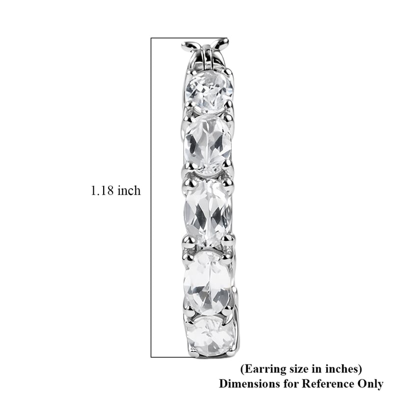 EverTrue Lab Created White Sapphire 11.15 ctw Hoop Earrings in Platinum Bond