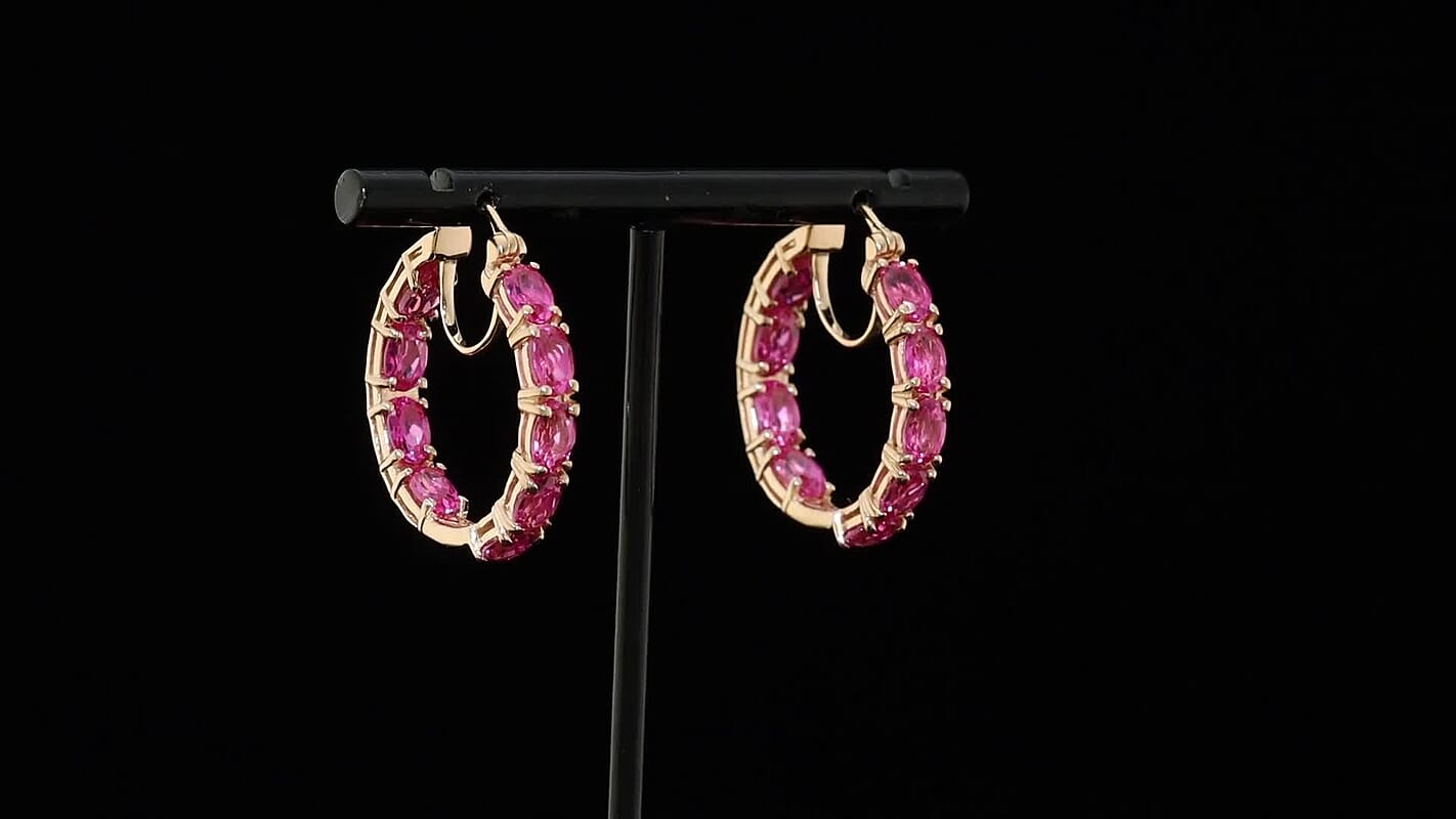 EverTrue Lab Created White Sapphire Hoop Earrings in Platinum Bond 10.30 ctw