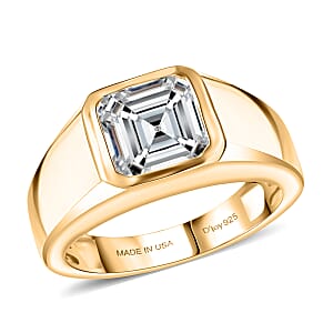 D'Joy Premium White Topaz 3.40 ctw Men's Ring in 18K Vermeil Yellow Gold Over Sterling Silver (Size 10.0)