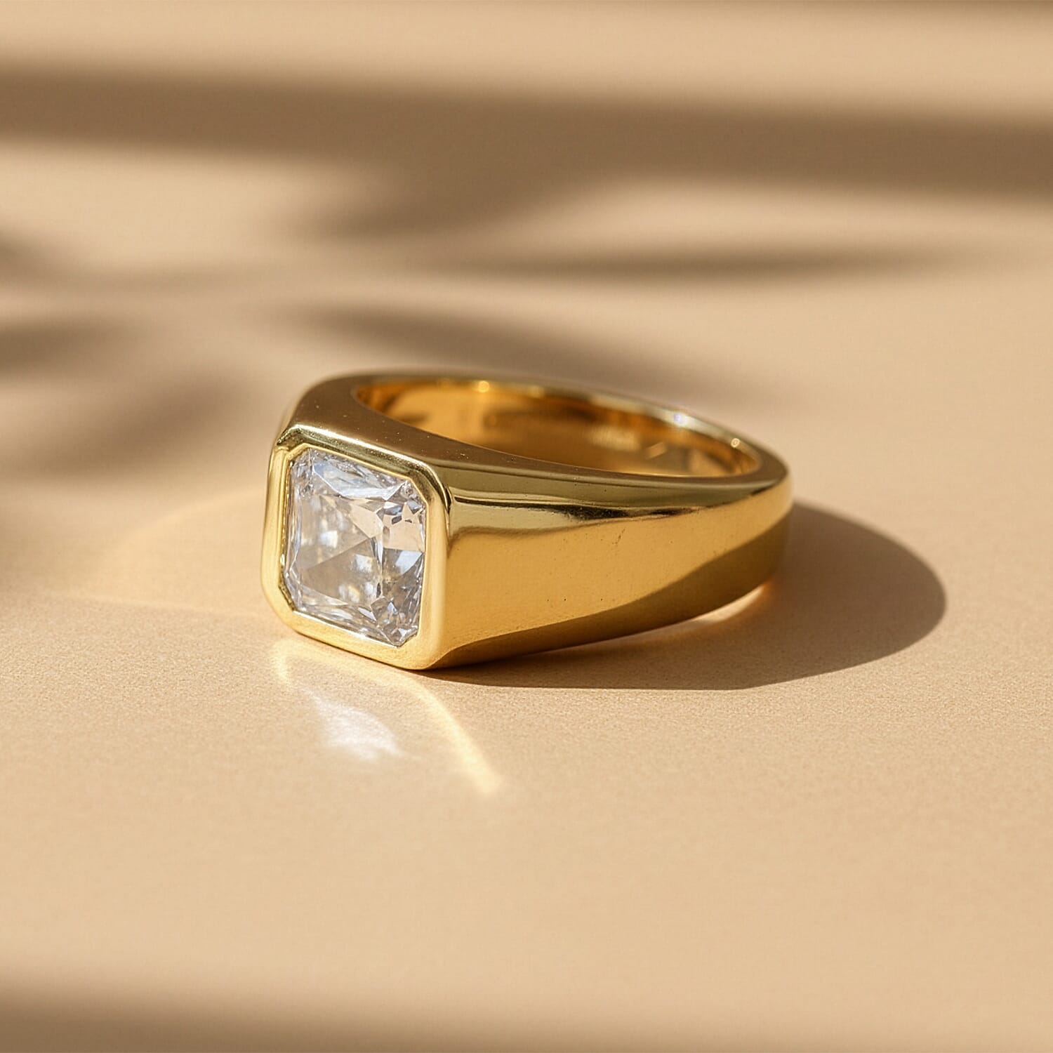 D'Joy Premium White Topaz 3.40 ctw Men's Ring in 18K Vermeil Yellow Gold Over Sterling Silver (Size 10.0)