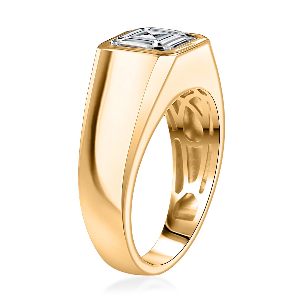 D'Joy Premium White Topaz 3.40 ctw Men's Ring in 18K Vermeil Yellow Gold Over Sterling Silver (Size 10.0)