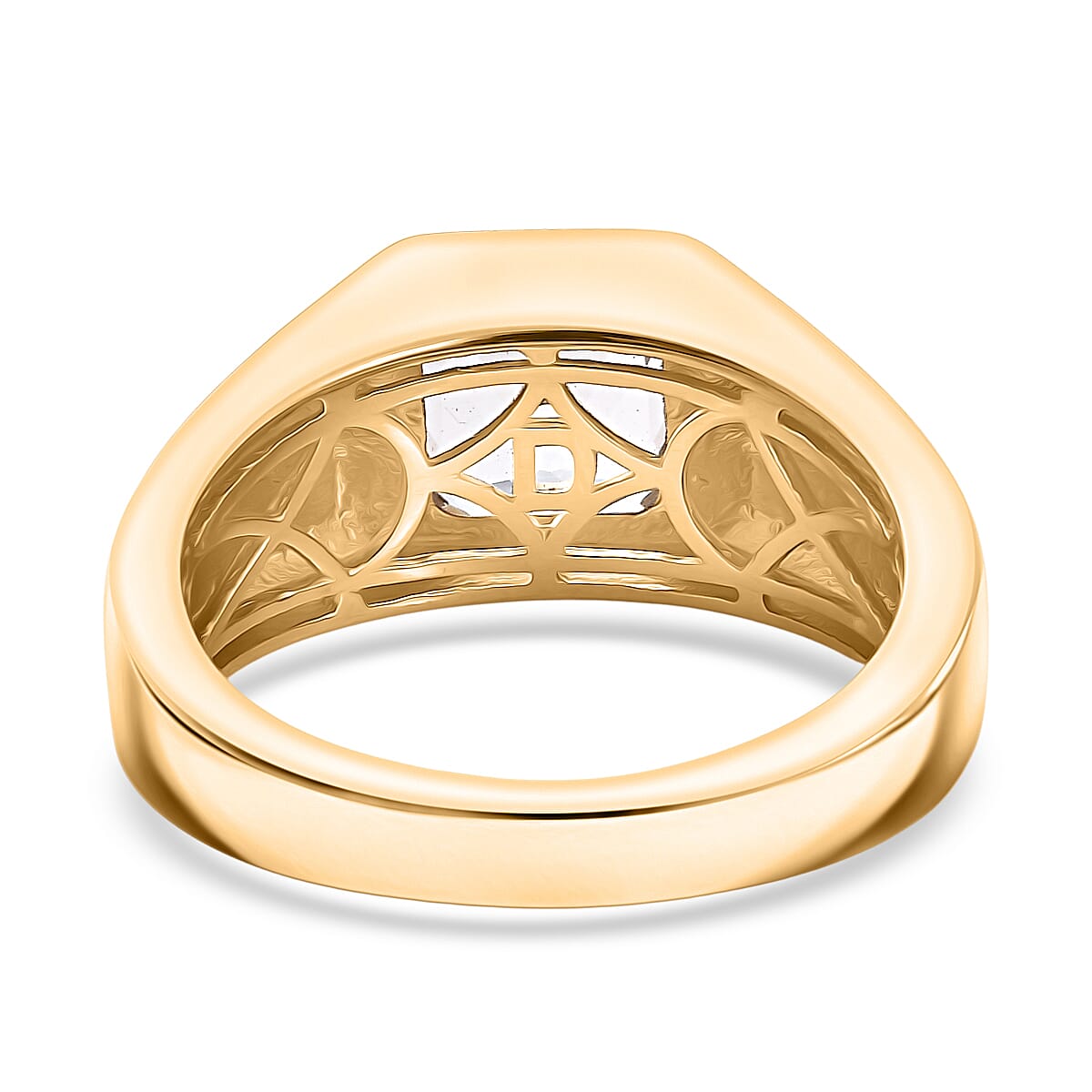 D'Joy Premium White Topaz 3.40 ctw Men's Ring in 18K Vermeil Yellow Gold Over Sterling Silver (Size 10.0)