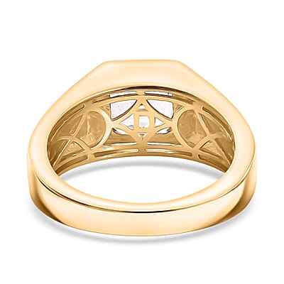 D'Joy Premium White Topaz 3.40 ctw Men's Ring in 18K Vermeil Yellow Gold Over Sterling Silver (Size 10.0)