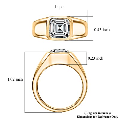 D'Joy Premium White Topaz 3.40 ctw Men's Ring in 18K Vermeil Yellow Gold Over Sterling Silver (Size 10.0)