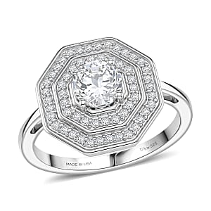 D'Joy White Topaz 1.40 ctw Majesty Ring in Rhodium Over Sterling Silver (Size 10.0)