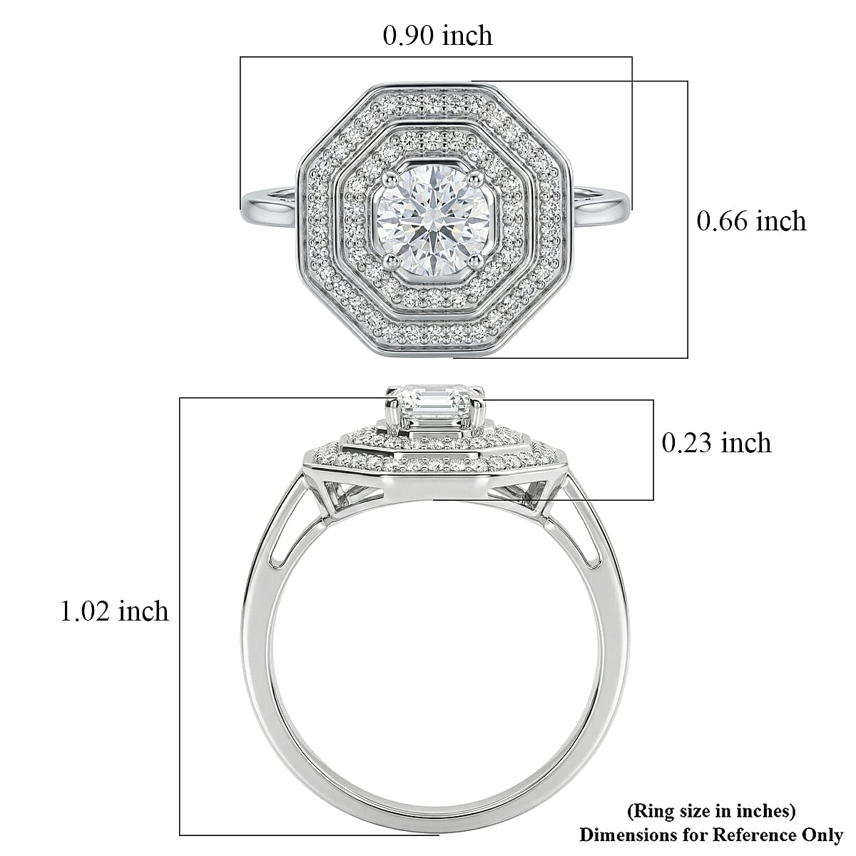 D'Joy White Topaz 1.40 ctw Majesty Ring in Rhodium Over Sterling Silver (Size 10.0) image number 5