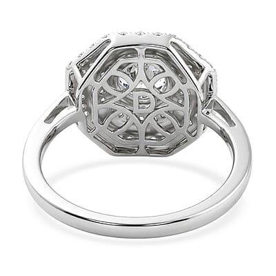 D'Joy White Topaz 1.40 ctw Majesty Ring in Rhodium Over Sterling Silver (Size 7.0)