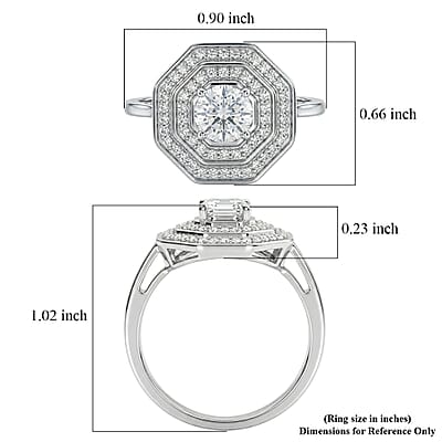 D'Joy White Topaz 1.40 ctw Majesty Ring in Rhodium Over Sterling Silver (Size 9.0)