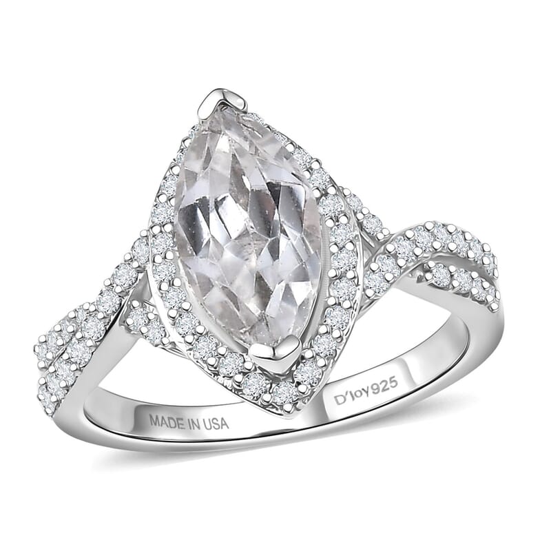 D'Joy White Topaz 3.00 ctw Infinity Glow Ring in Rhodium Over Sterling Silver (Size 7.0)