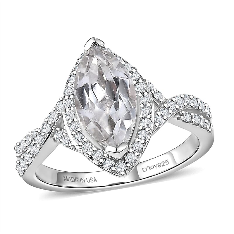 D'Joy White Topaz 3.00 ctw Infinity Glow Ring in Rhodium Over Sterling Silver (Size 8.0)
