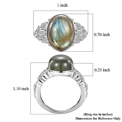 EverTrue Malagasy Labradorite 10.15 ctw Solitaire Ring in Stainless Steel (Size 11.0)