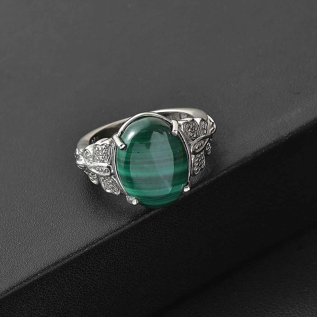EverTrue African Malachite Ring in Stainless Steel (Size 10.0) 12.00 ctw image number 1