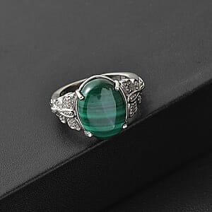 EverTrue African Malachite Ring in Stainless Steel (Size 10.0) 12.00 ctw