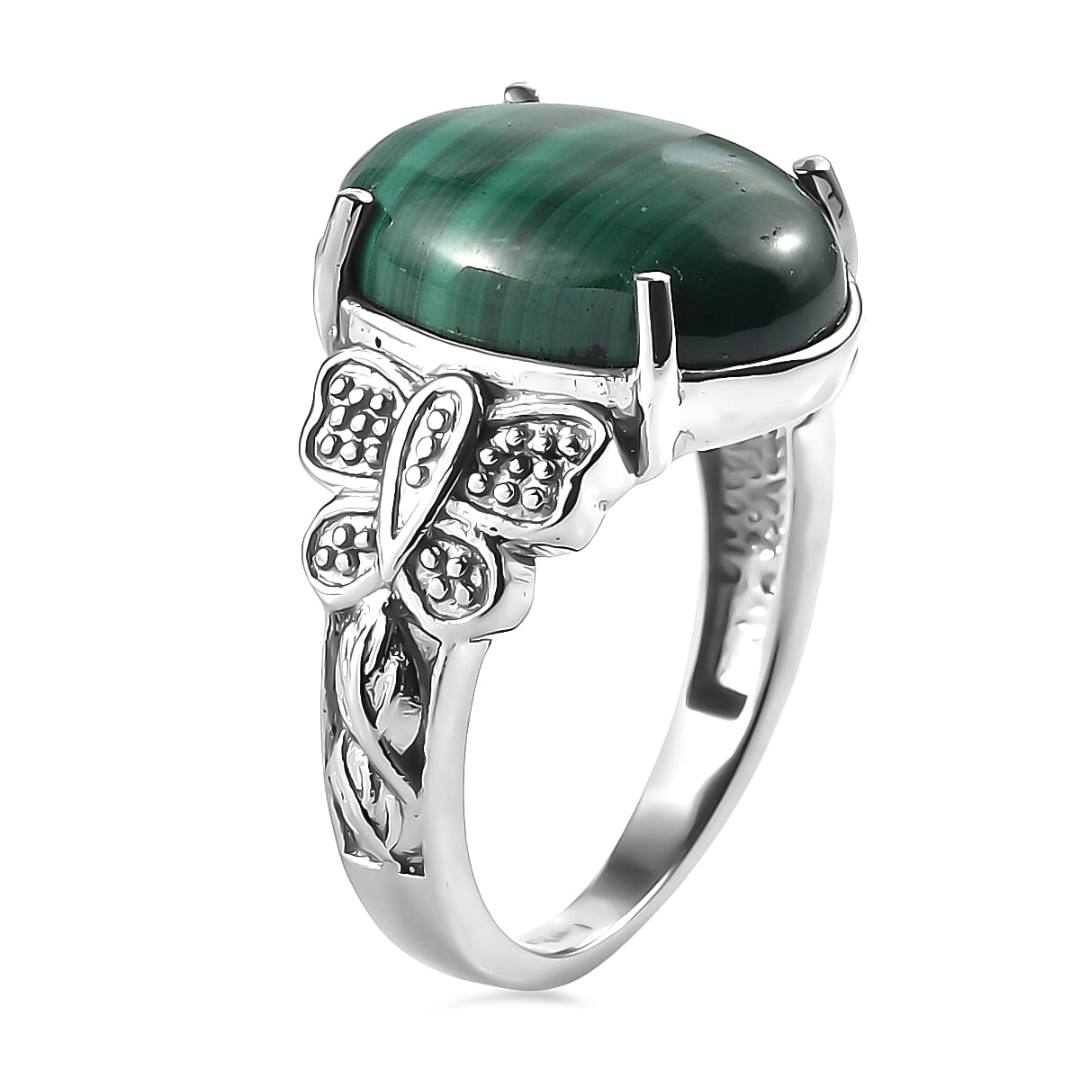 EverTrue African Malachite Ring in Stainless Steel (Size 10.0) 12.00 ctw image number 3