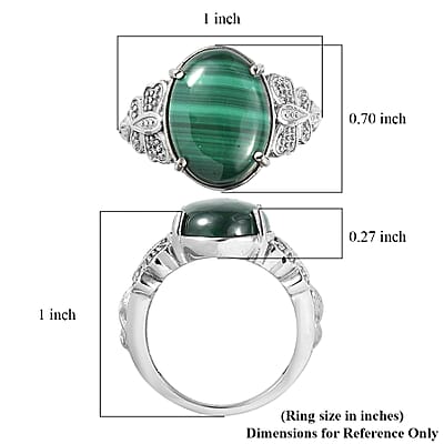 EverTrue African Malachite Ring in Stainless Steel 12.00 ctw (Size 5.0)