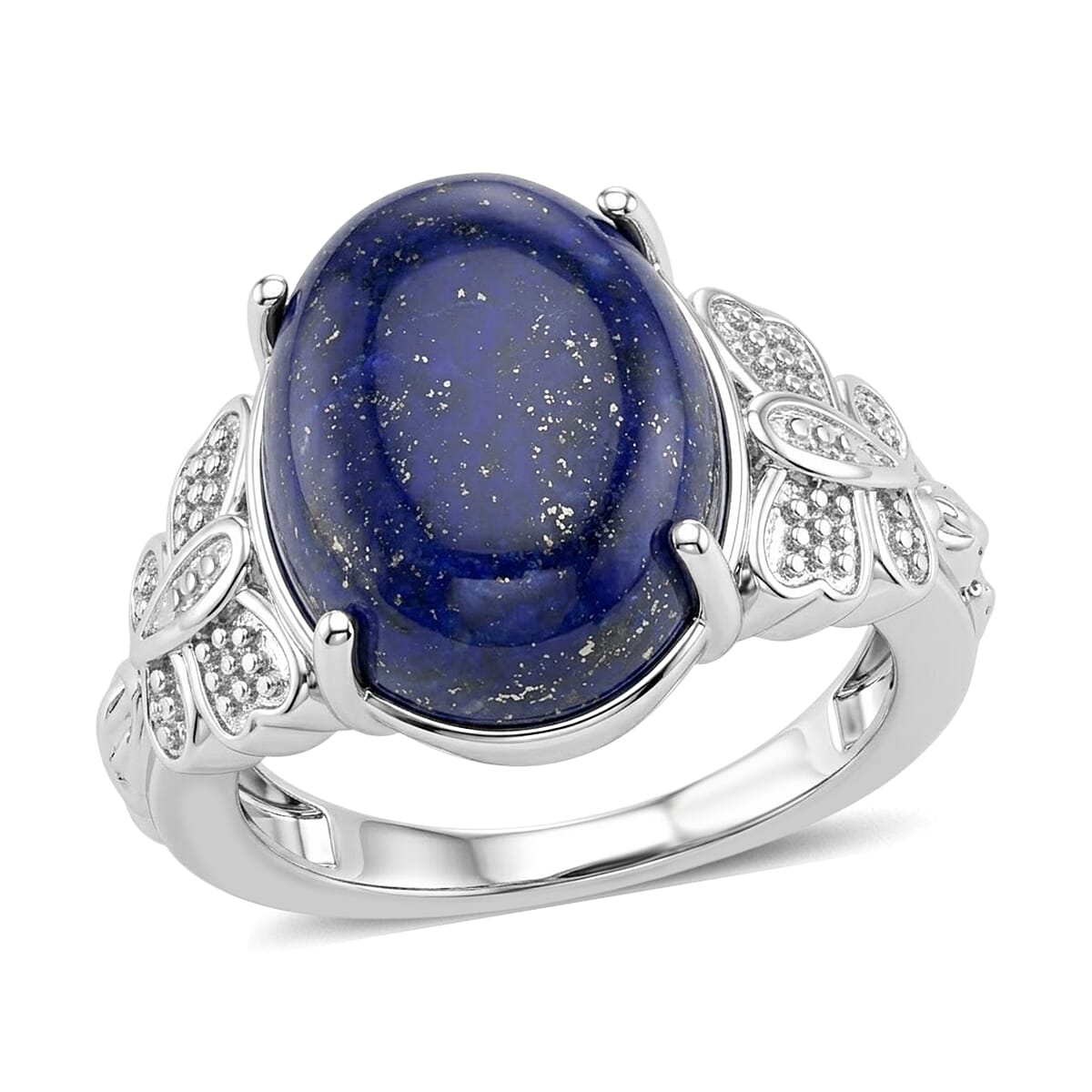 EverTrue Lapis Lazuli 9.50 ctw Solitaire Ring in Stainless Steel (Size 5.0)