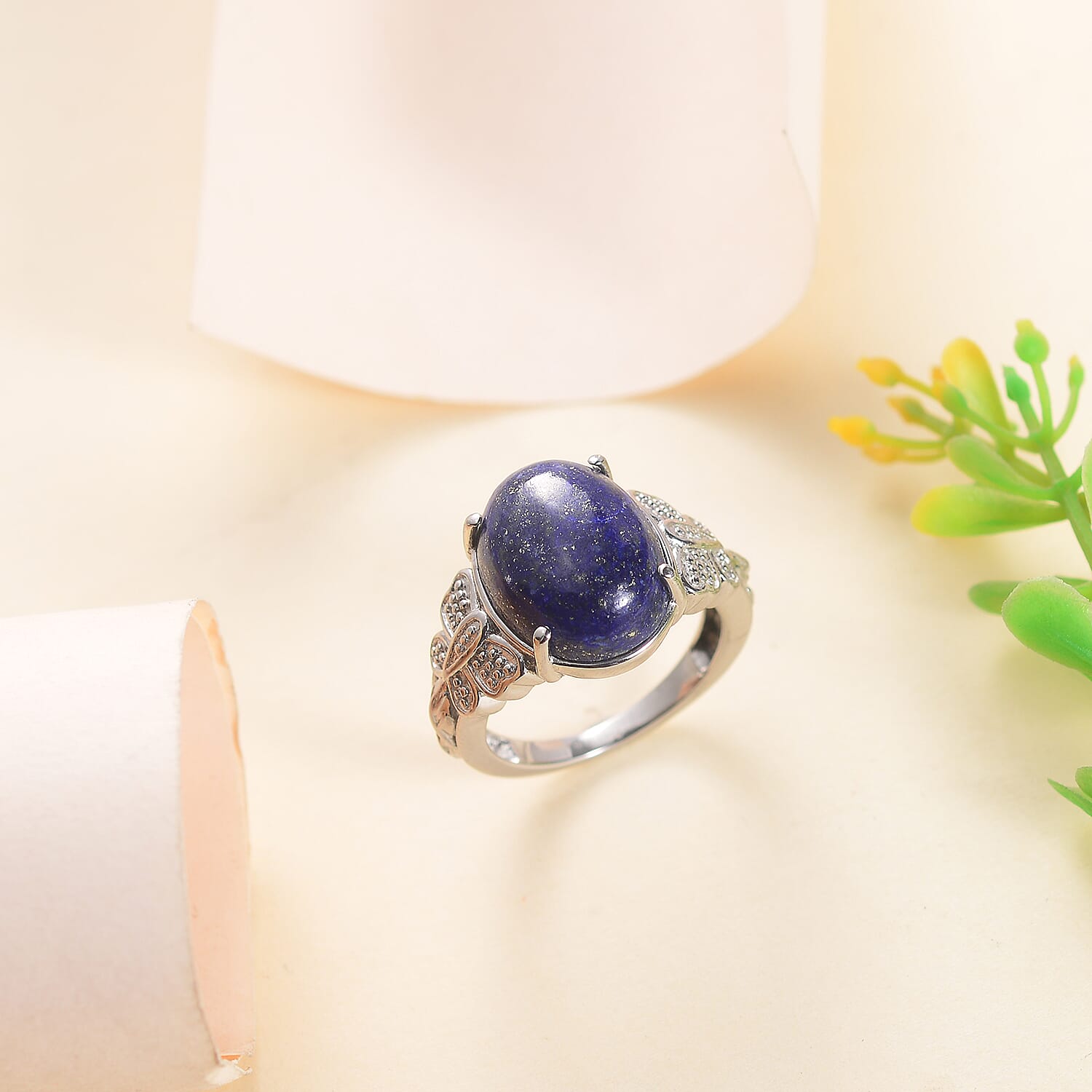 EverTrue Lapis Lazuli 9.50 ctw Solitaire Ring in Stainless Steel (Size 5.0)