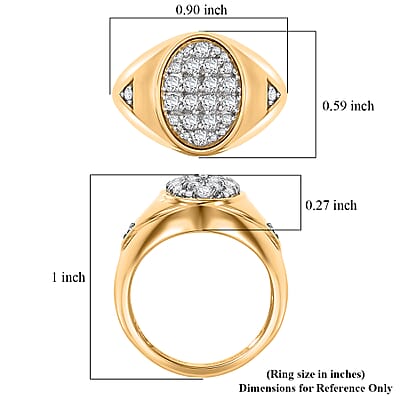 D'Joy White Topaz 0.80 ctw Signet Spark Ring in 18K Vermeil Yellow Gold Over Sterling Silver (Size 10.0)