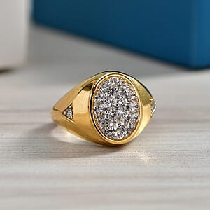 D'Joy White Topaz 0.80 ctw Ring in 18K Vermeil Yellow Gold Over Sterling Silver (Size 7.0)