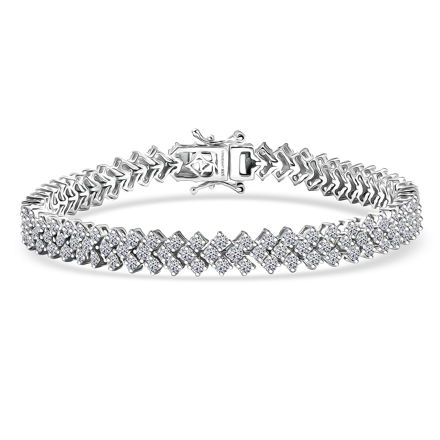 Luxuriant Lab Grown Diamond G-H SI 7.10 ctw Bracelet in Rhodium Over Sterling Silver (7.25 In)