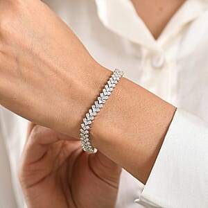 Luxuriant Lab Grown Diamond G-H SI 7.10 ctw Bracelet in Rhodium Over Sterling Silver (7.25 In)