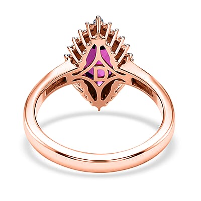 D'Joy Premium Orissa Rhodolite Garnet and Diamond 2.30 ctw Evening Glow Marquise Ring in 18K Vermeil Rose Gold Over Sterling Silver (Size 10.0)
