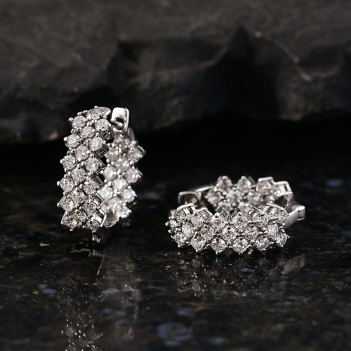 Luxuriant Lab Grown Diamond G-H SI 2.00 ctw Earrings in Rhodium Over Sterling Silver image number 1