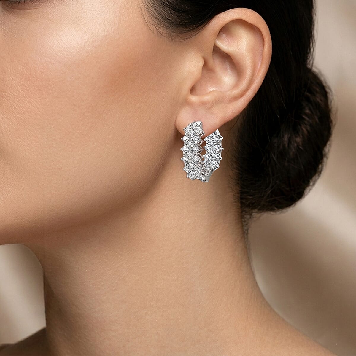 Luxuriant Lab Grown Diamond G-H SI 2.00 ctw Earrings in Rhodium Over Sterling Silver image number 2