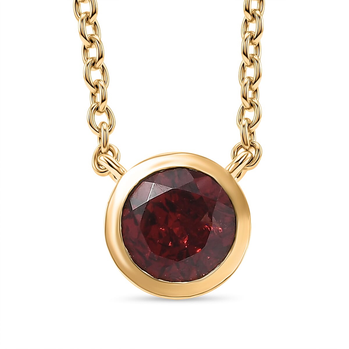 D'Joy Mozambique Garnet 1.10 ctw Necklace in 18K Vermeil Yellow Gold Over Sterling Silver (18-20 Inches)