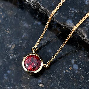 D'Joy Mozambique Garnet 1.10 ctw Necklace in 18K Vermeil Yellow Gold Over Sterling Silver (18-20 Inches)