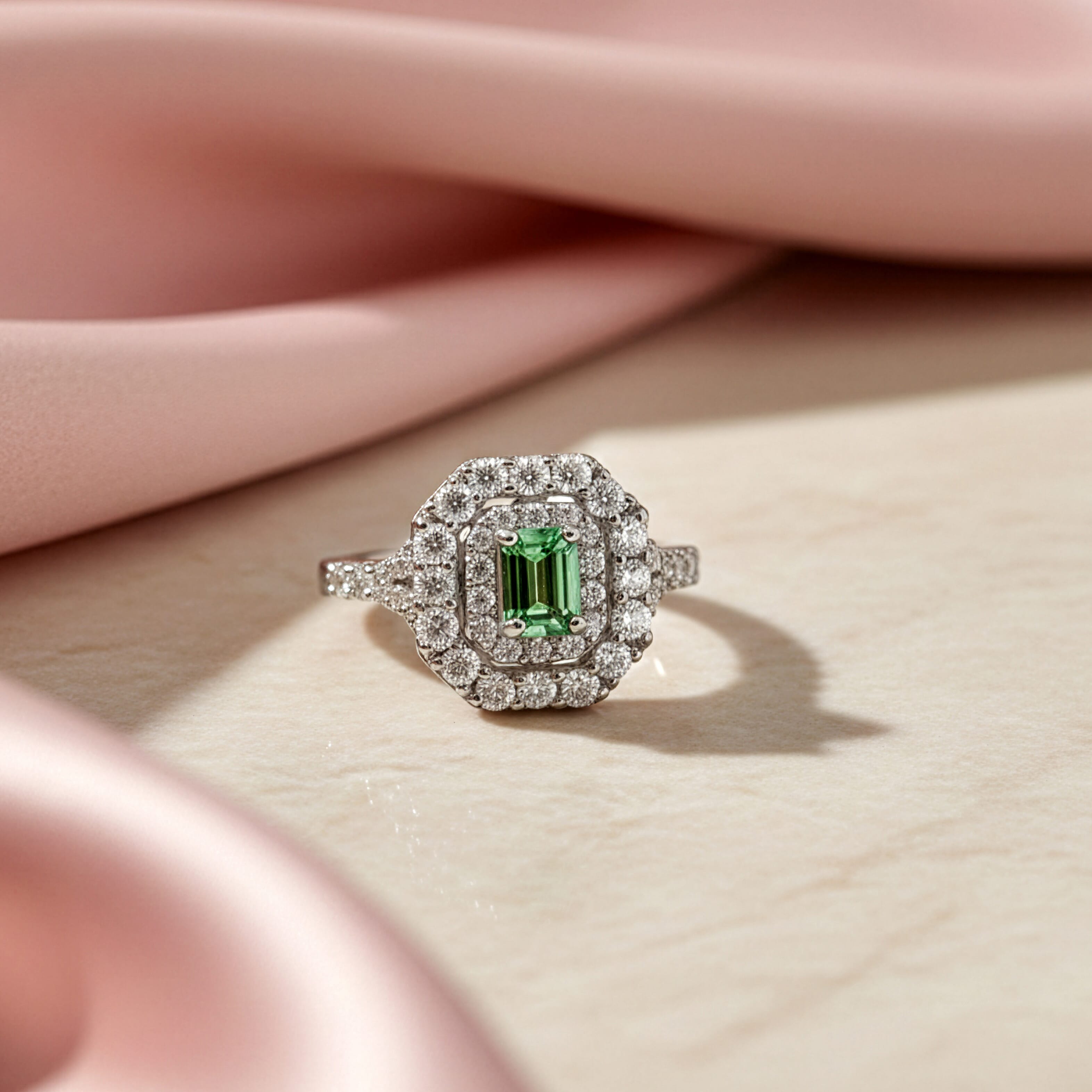 Certified & Appraised D'Joy Pirineu Lagoon Tourmaline and Moissanite 1.60 ctw Ring in Rhodium Over Sterling Silver (Size 10.0)